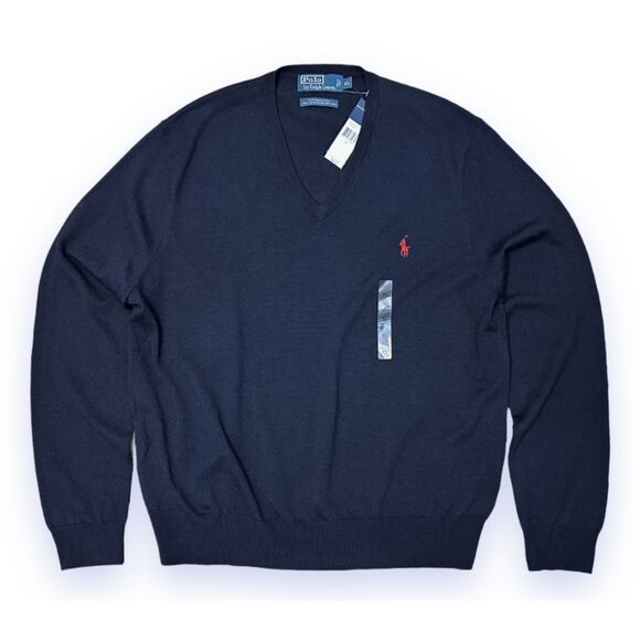 Polo by Ralph Lauren Other - Polo Ralph Lauren 100% Merino Wool V-Neck Sweater Men’s XL Navy Blue Label